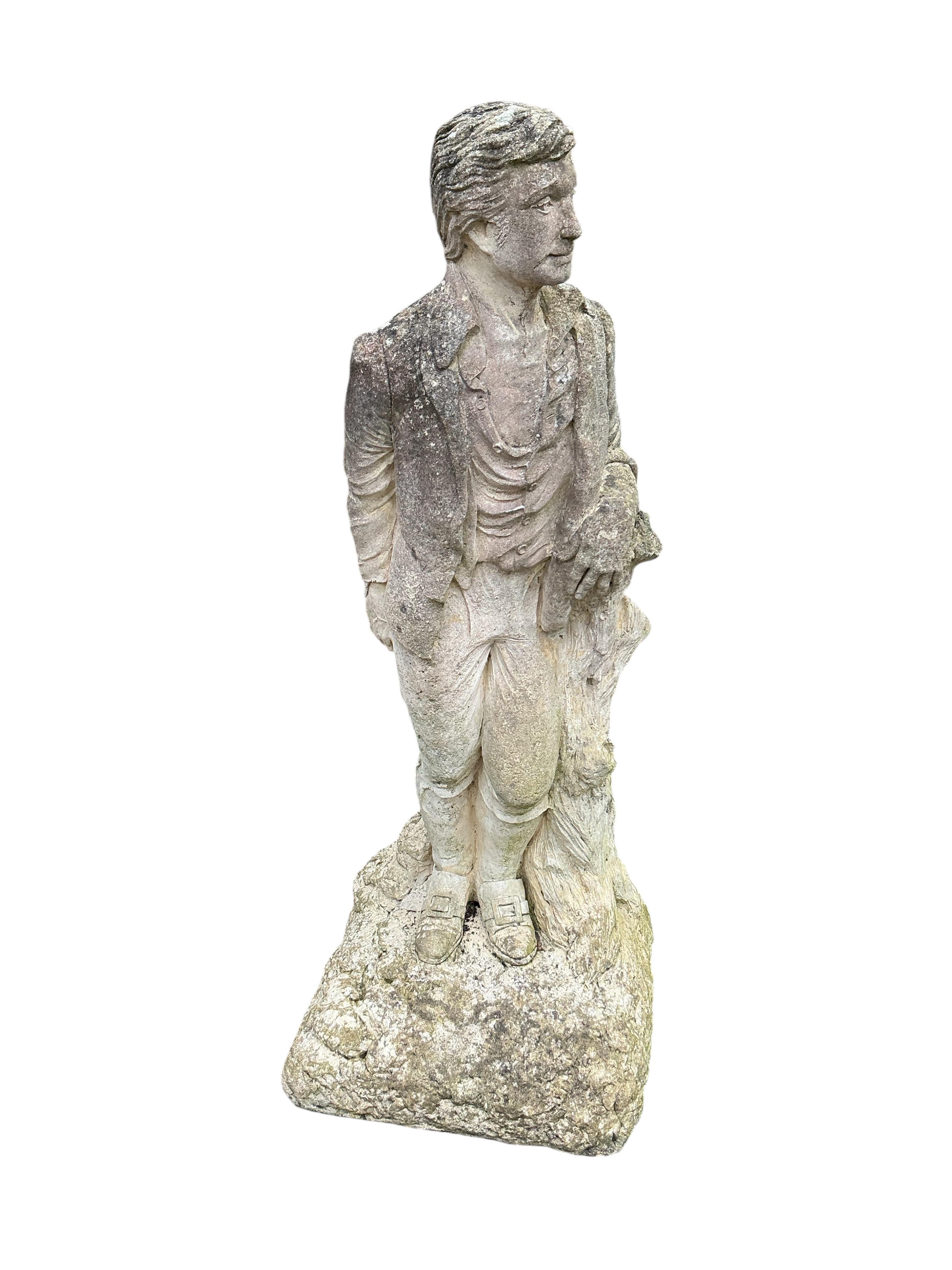 Four reconstituted stone figural garden ornaments, largest height 80cm